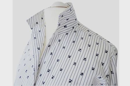 Bluse XL weiss schwarzes Blümchen Bw-Popeline VINTAGE 50s