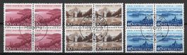1955:  Pro Patria 3 Viererblocks mit Orts-ET