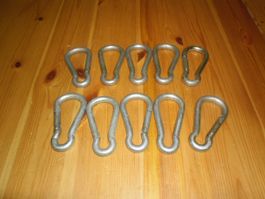 10 Stk. Stahl - Karabinerhaken , 10cm - 10mm