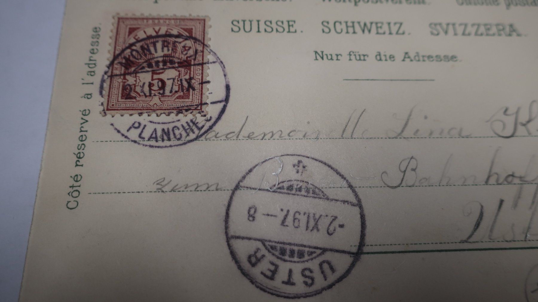 Cartoline postali: Souvenir de Montreux.  1897 – Usato da Cormoret venduto da Pascalll2001 5