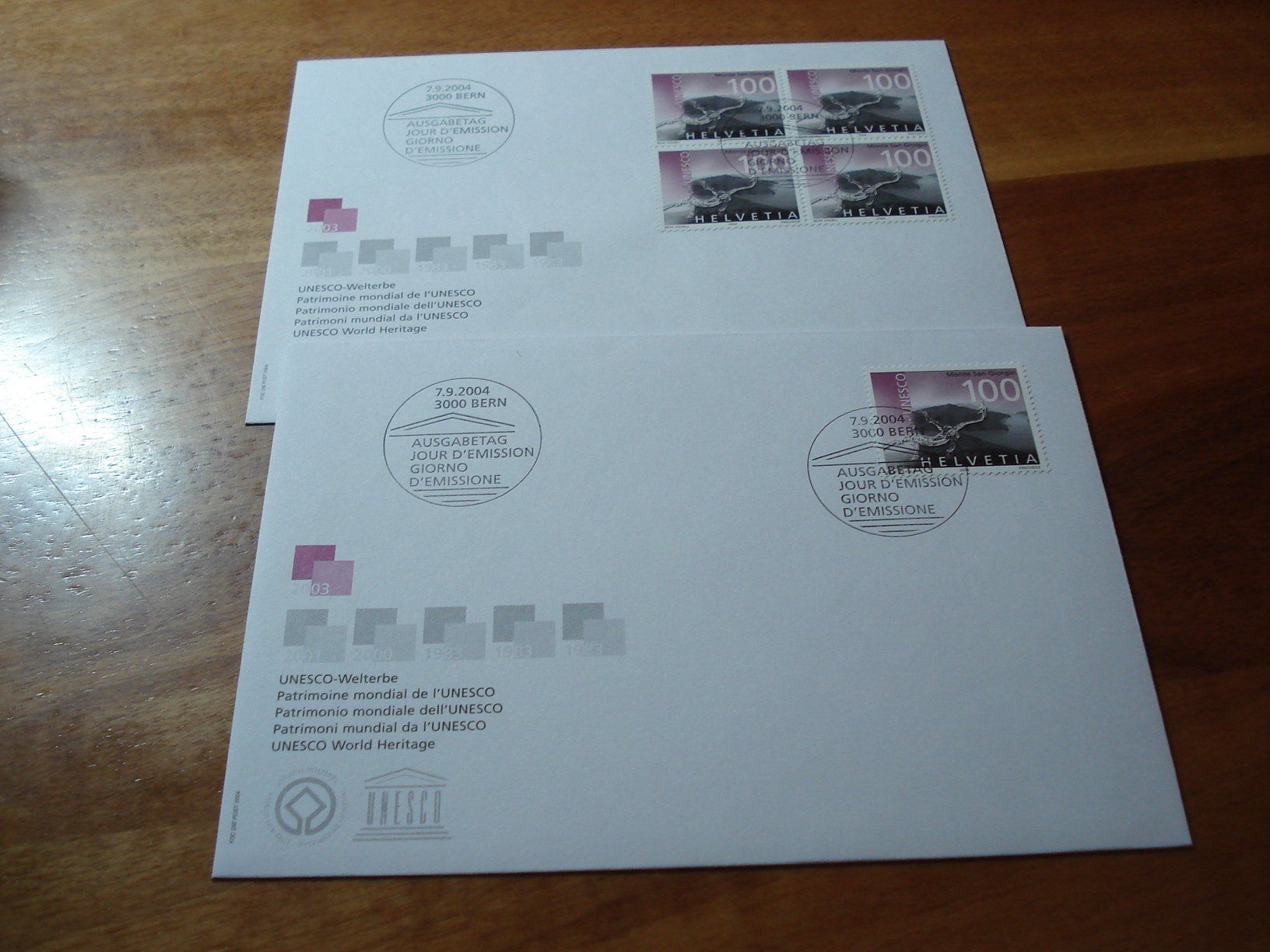 Tous les timbres: Marke Monte San Giorgio, 2004, FDC Einzel + 4erblock – D'occasion à Niederwil AG par morostahu 1