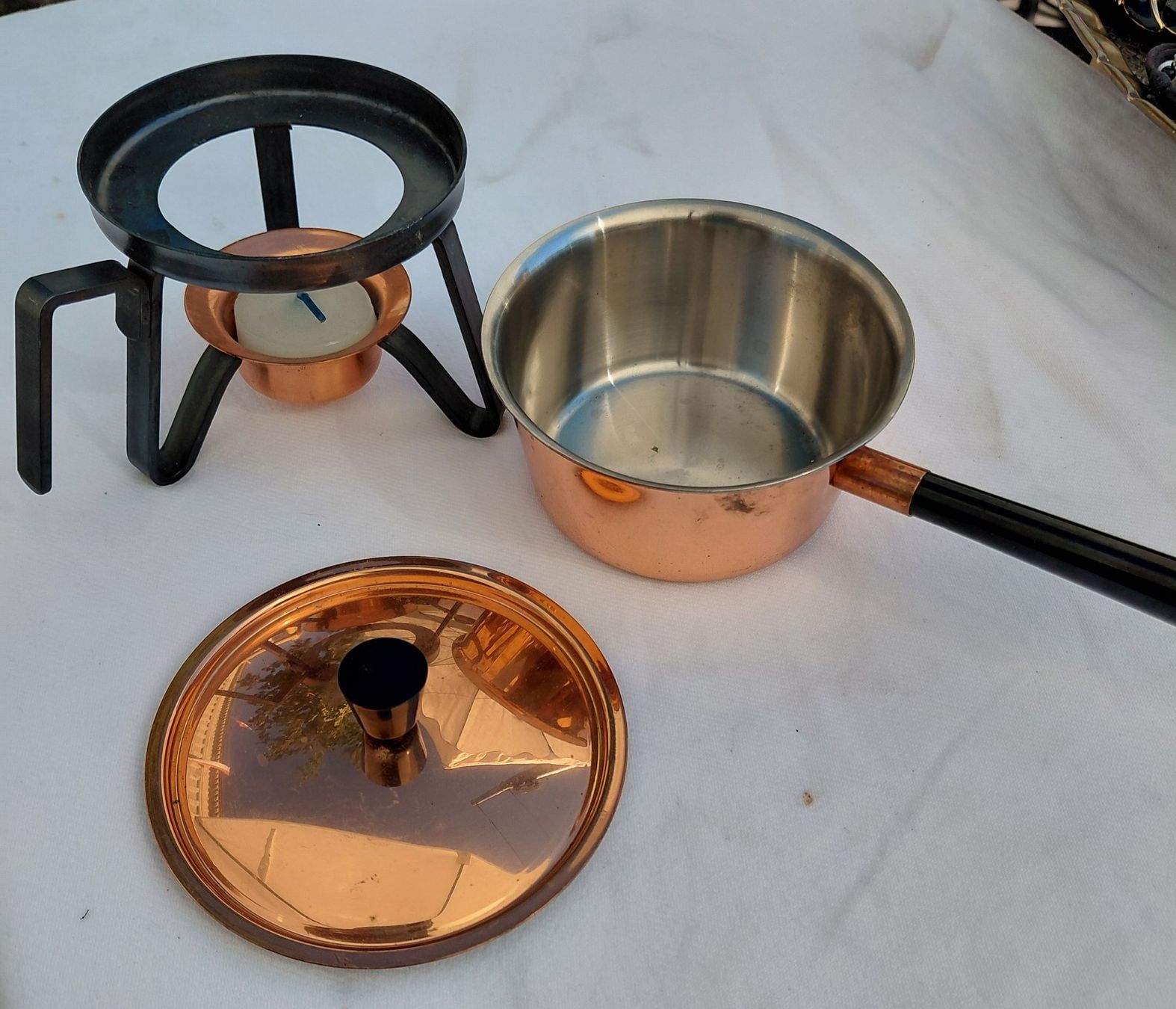 Padelle: Kleines Kupferpfännchen mit "Rechaud" – Nuovo (secondo la descrizione) da Zürich venduto da Rosys 3