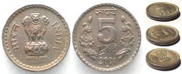 INDIEN 5 Rupees 2001 Hyderabad - FEHLPRÄGUNG - Ku-Ni