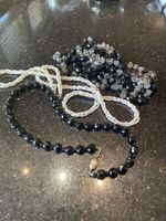 3 Ketten Onyx, Perlen,Böhmisches Glas