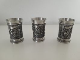 3 x Schnapsbecher aus Metall