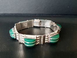 Silber Armband / Armreif  925 mit grünen Steinen Mexiko