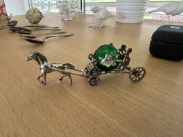 Silber Miniatur Kutsche mit Pferd Aschenbrödelkutsche