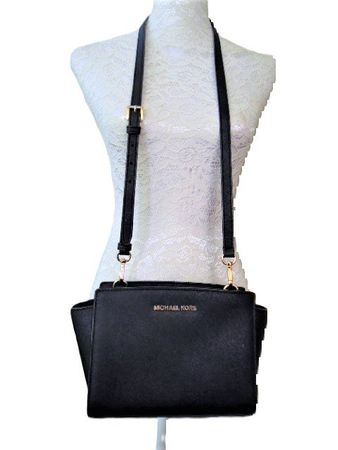 top MICHAEL KORS Tasche SELMA medium schwarz gold 22x17cm