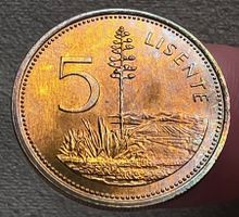 LESOTHO 5 LISENTE 1979