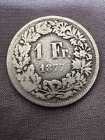 1 Franken 1877 Helvetia Silber Münze gut erhalten