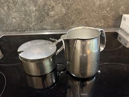Milchkännchen und Zuckerdose Metall gebraucht