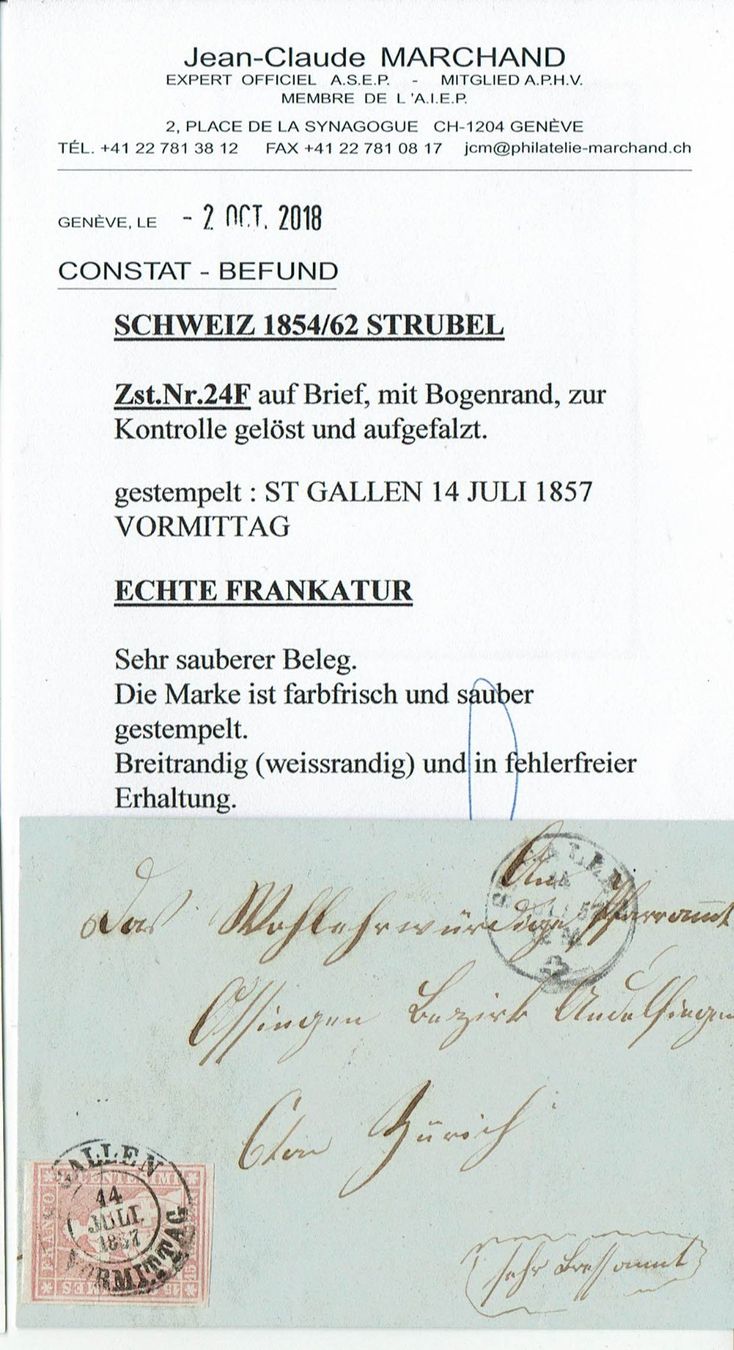 Alle Briefmarken: STRUBEL <726> 15RP 24F/B1m > OSSINGEN BEFUND – Gebraucht aus Rüschlikon von Sualk1