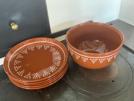 Bauernstil Schüssel mit 5 Teller