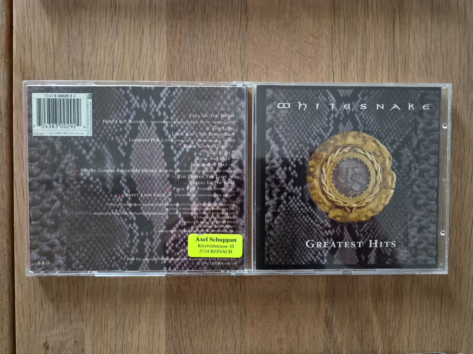 CD: CD Whitesnake - Greatest Hits, 1994 – Usato da Nebikon venduto da Harley-Davidson01