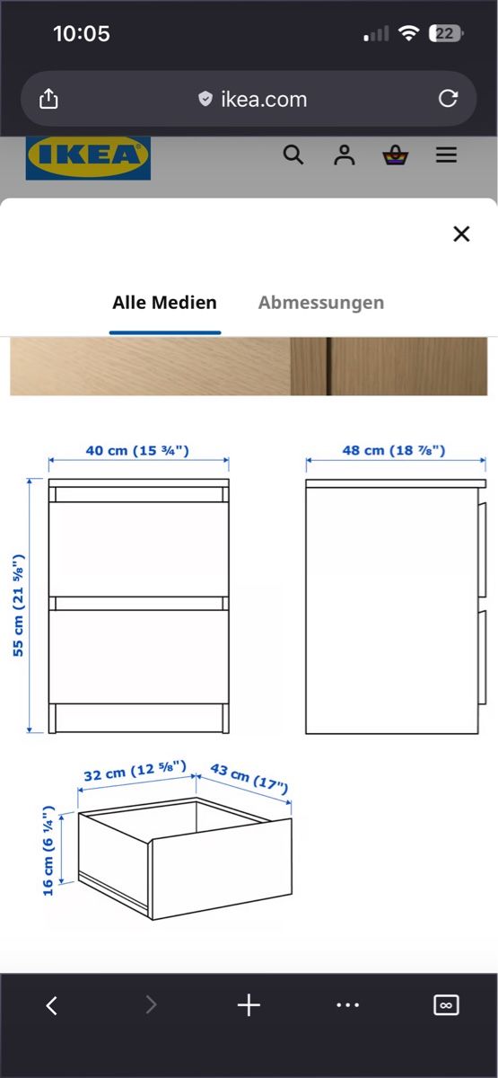 Comodini: IKEA MALM Nachttisch 2 Schubladen Eichenfurnier – Usato da Basel venduto da Silenty9 2