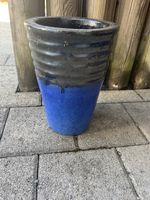 2 Stk Pflanzentopf Keramik blau-schwarz konisch gebraucht