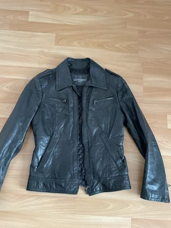 Veste en cuir noir Leonardo, taille S, comme neuf 