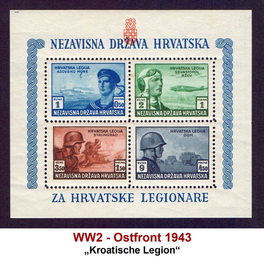 Tutti i francobolli: WW2 Kroatische Legion Ostfront 1943 /** – Nuovo (secondo la descrizione) da Flamatt venduto da samowarow