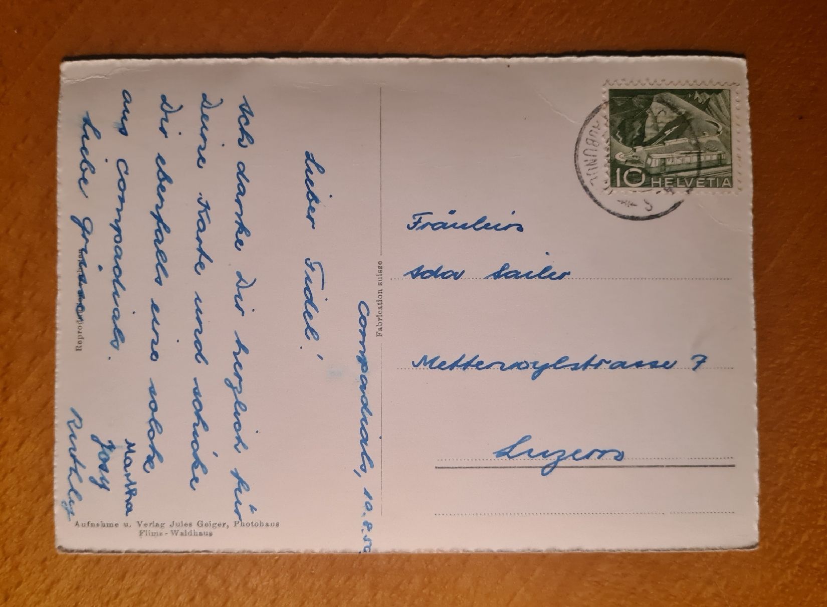 Cartoline postali: Compadials, Bündner Oberland  1950 – Usato da Ebikon venduto da Donar50 1