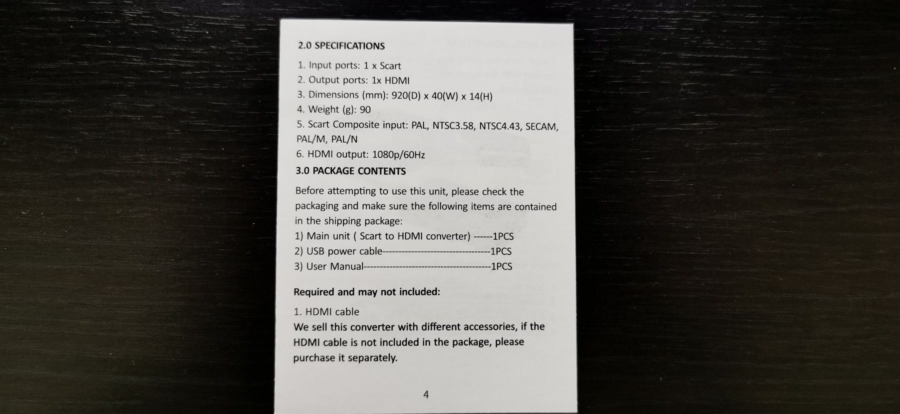 Kabel: HDMI auf Scart Converter Cable 4:3&16:9 – Neu und originalverpackt aus Cordast von Bluelaser