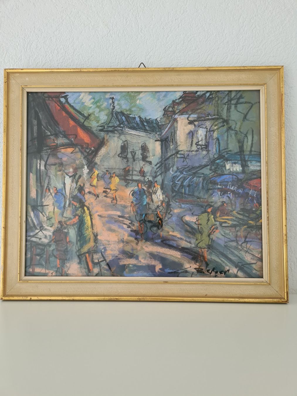 Gemälde: Tableau Rue Animée Signé "CURT Georg BECKER" Encadré – Gebraucht aus Monthey von 187-zeroo 1