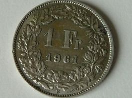 1.- Einfränkler Silber EINE Münze wahlweise 1961 oder 1962