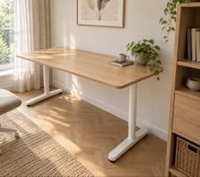 Schreibtisch 160 × 80 cm – Holzoptik / Weiss