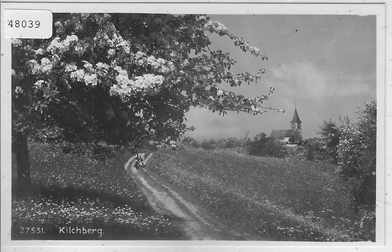 Cartoline postali: Kilchberg mit Kirche im Frühling – Usato da Ettingen venduto da Kartenplanet