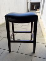 Bar stool dark wood leather seat used condition