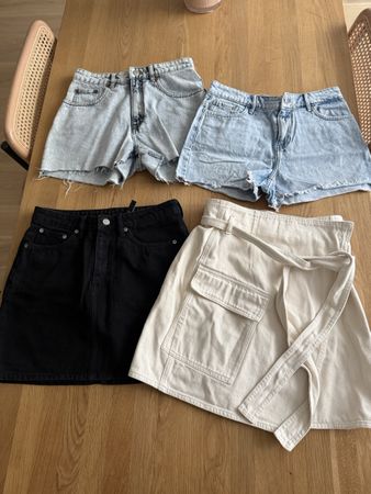 Sommer-Set: 2x Denim-Shorts & 2x Jeansröcke Gr. 36/38
