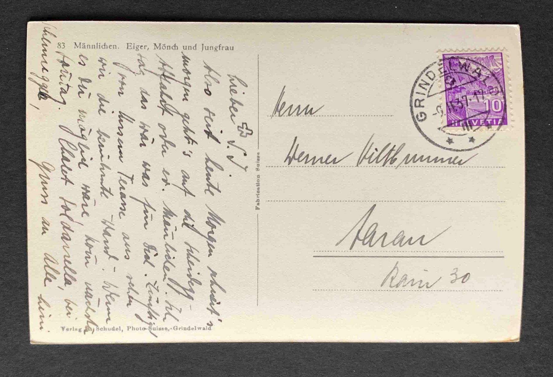 Cartoline postali: AK Männlichen Eiger Mönch und Jungfrau – Usato da Goldau venduto da artelier1 1