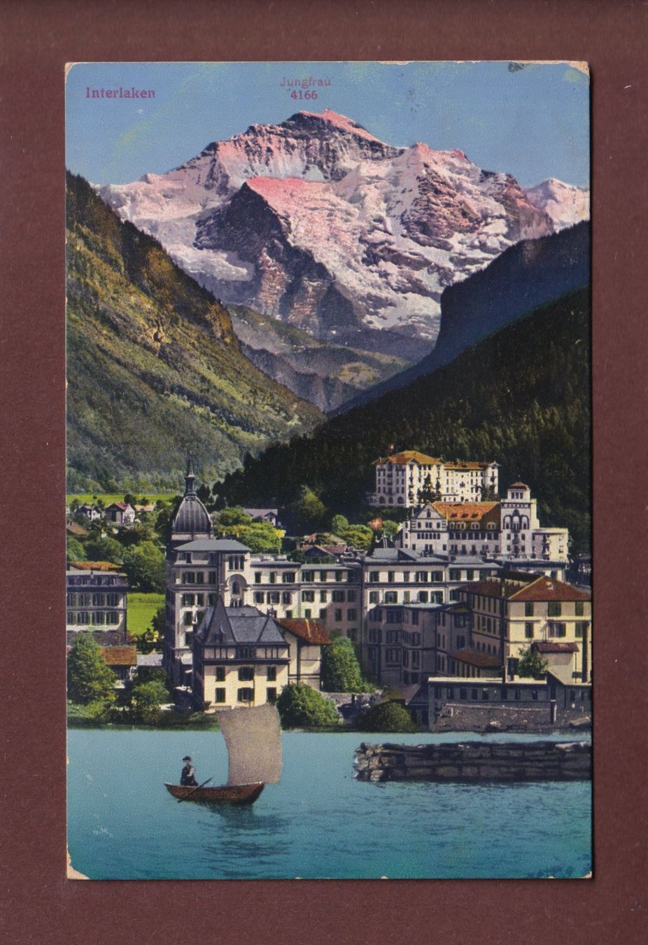 Ansichtskarten: INTERLAKEN - Teilansicht - Jungfrau - 1912 – Gebraucht aus Pully von nicecards-shop