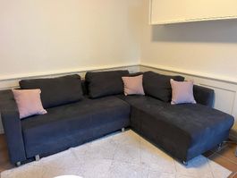 Ecksofa Dunkelgrau mit Schlaffunktion