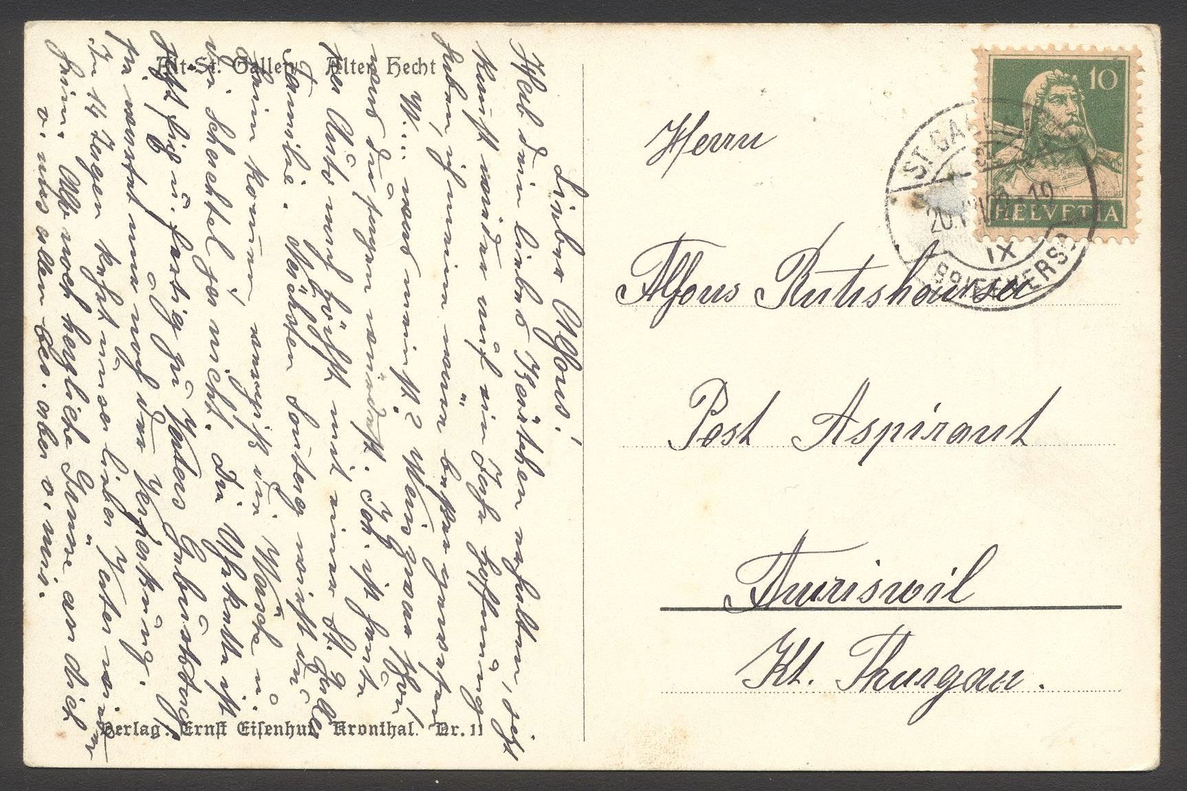 Cartoline postali: PK Alt St. Gallen - Alter Hecht – Usato da Siebnen venduto da Fstaehli 1