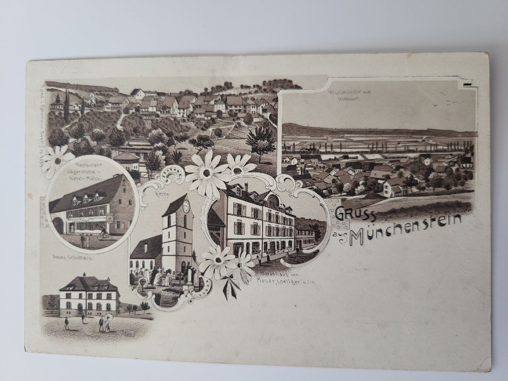 Ansichtskarten: Alte Litho Ansichtskarte Gruss aus Muenchenstein  R21 – Gebraucht aus nunningen von mic_88k2