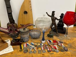 Antik Vintage Konvolut Glas Militär Orden Händlerposten Lot