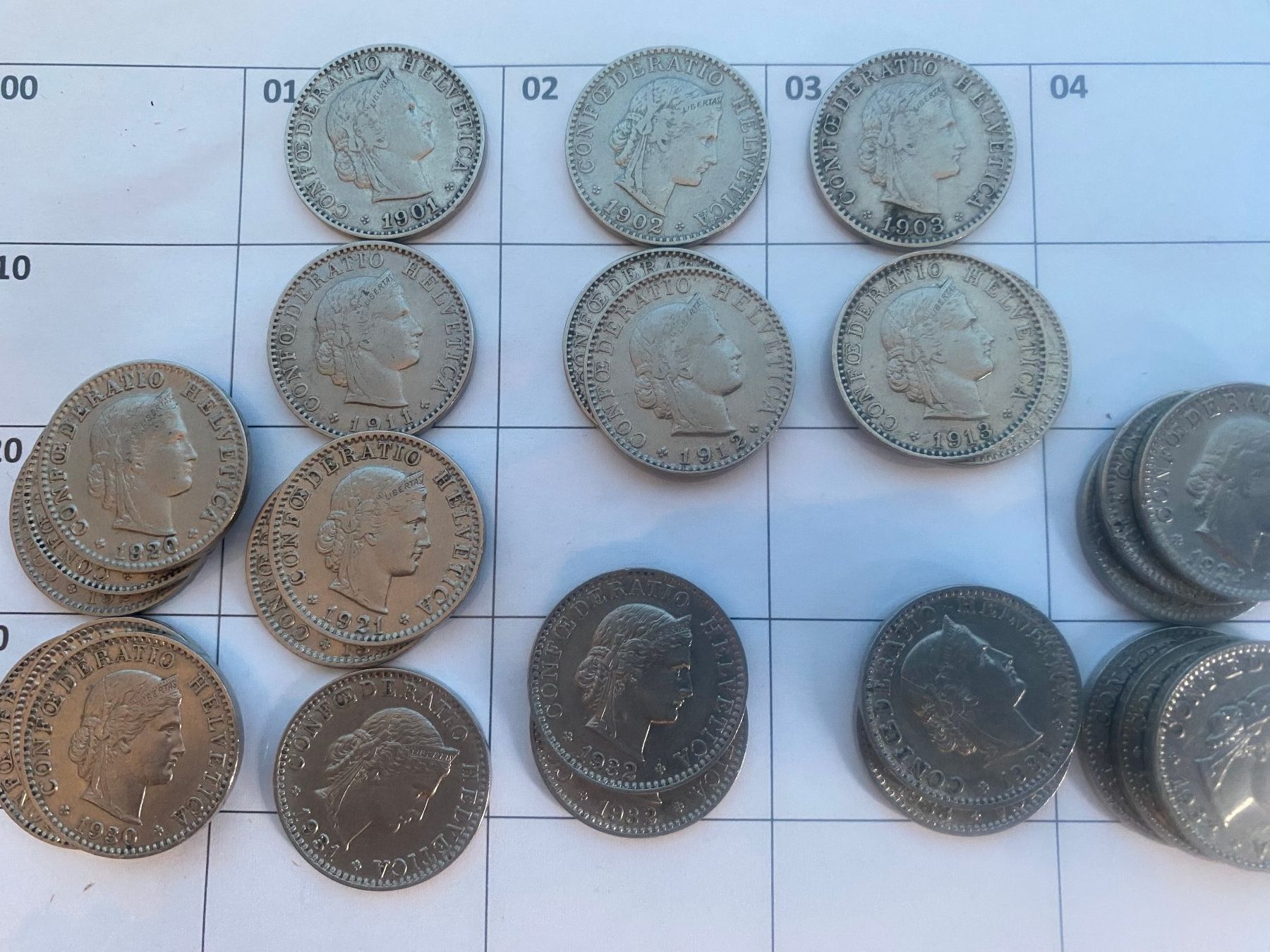 Toutes les monnaies: 1, 5, 10, 20 Rappen – D'occasion à Möhlin par Glunggi 1