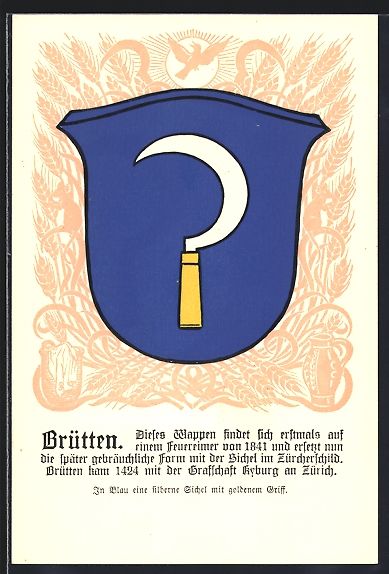 Cartoline postali: Brütten, Wappen mit silberner Sichel – Usato da Berlin venduto da bartko-reher