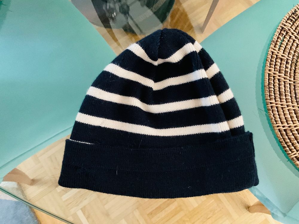 Bonnet rayé marine et blanc, ARMOR LUX, pure laine vierge (D'occasion ...