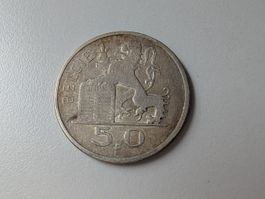 🇧🇪 Belgium 50 Francs 1948  *** Silver 12.5g XF+ ***