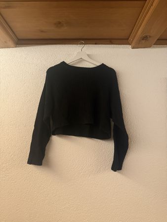 Pullover Damen Schwarz Strick Crop 