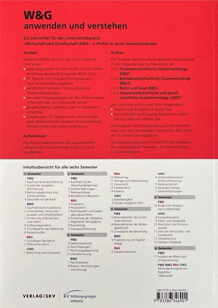 Libri: W&G anwenden und verstehen, E Profil, 4. Semester – Nuovo (secondo la descrizione) da Sarnen venduto da Livres 6