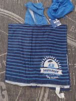 Kinder Poncho mit Kapuze blau Gr 116 und Badekappe