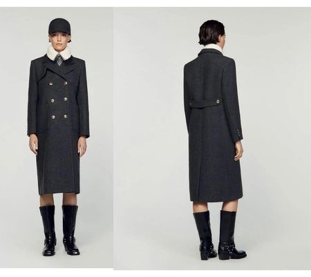 Sandro Paris Wollmantel Grau, Grösse 36, Wintermantel Top!