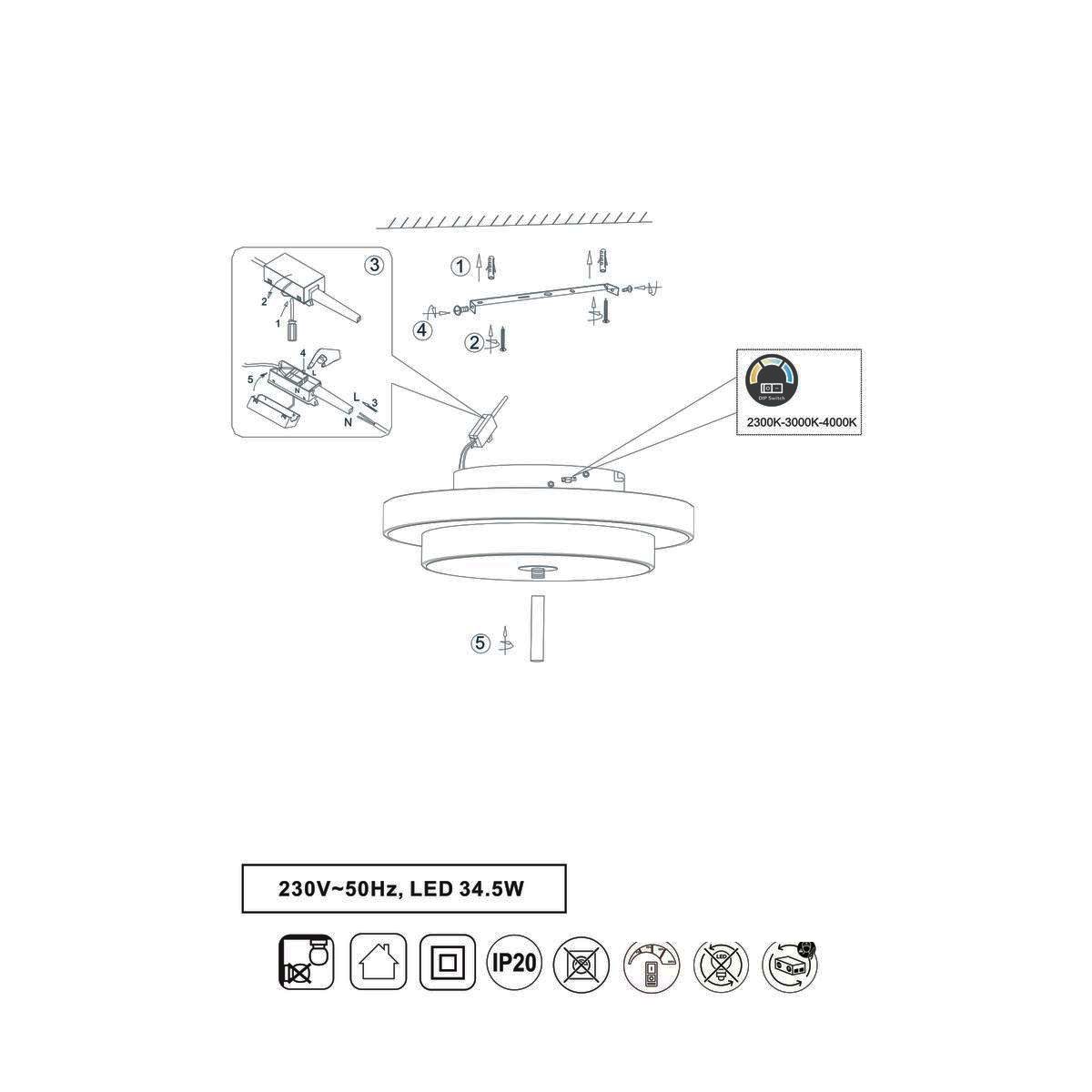 Lustres & lampes de plafonds: LED Deckenleuchte, CCT, Dimmer, 40 cm Ø – Neuf (Voir description) à Kreuzlingen par Smart-Light 8