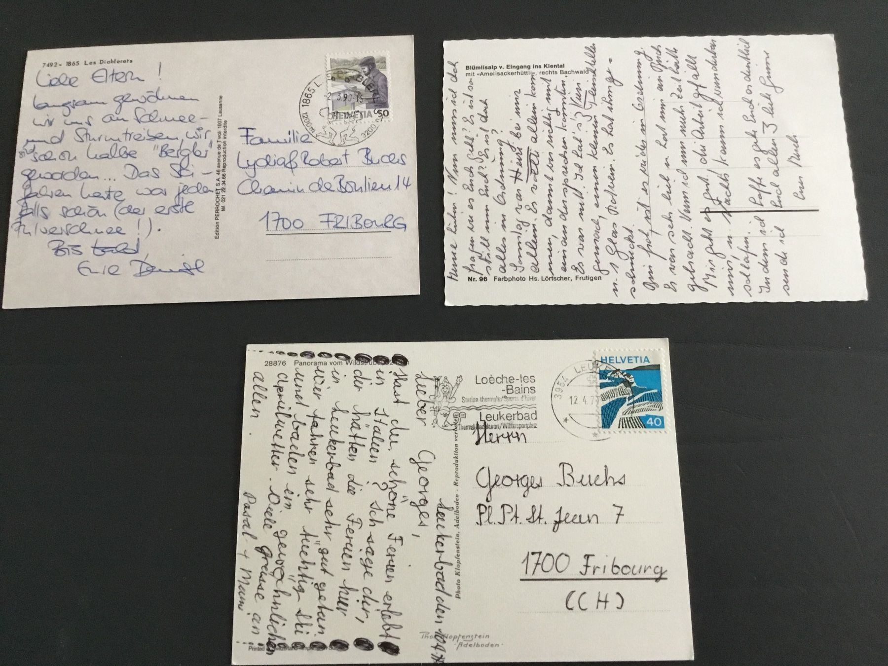Cartoline postali: Schweizer Alpen: Blümlisalp, Les Diablerets, Wildstrubel – Usato da Kerzers venduto da Georges3210 1