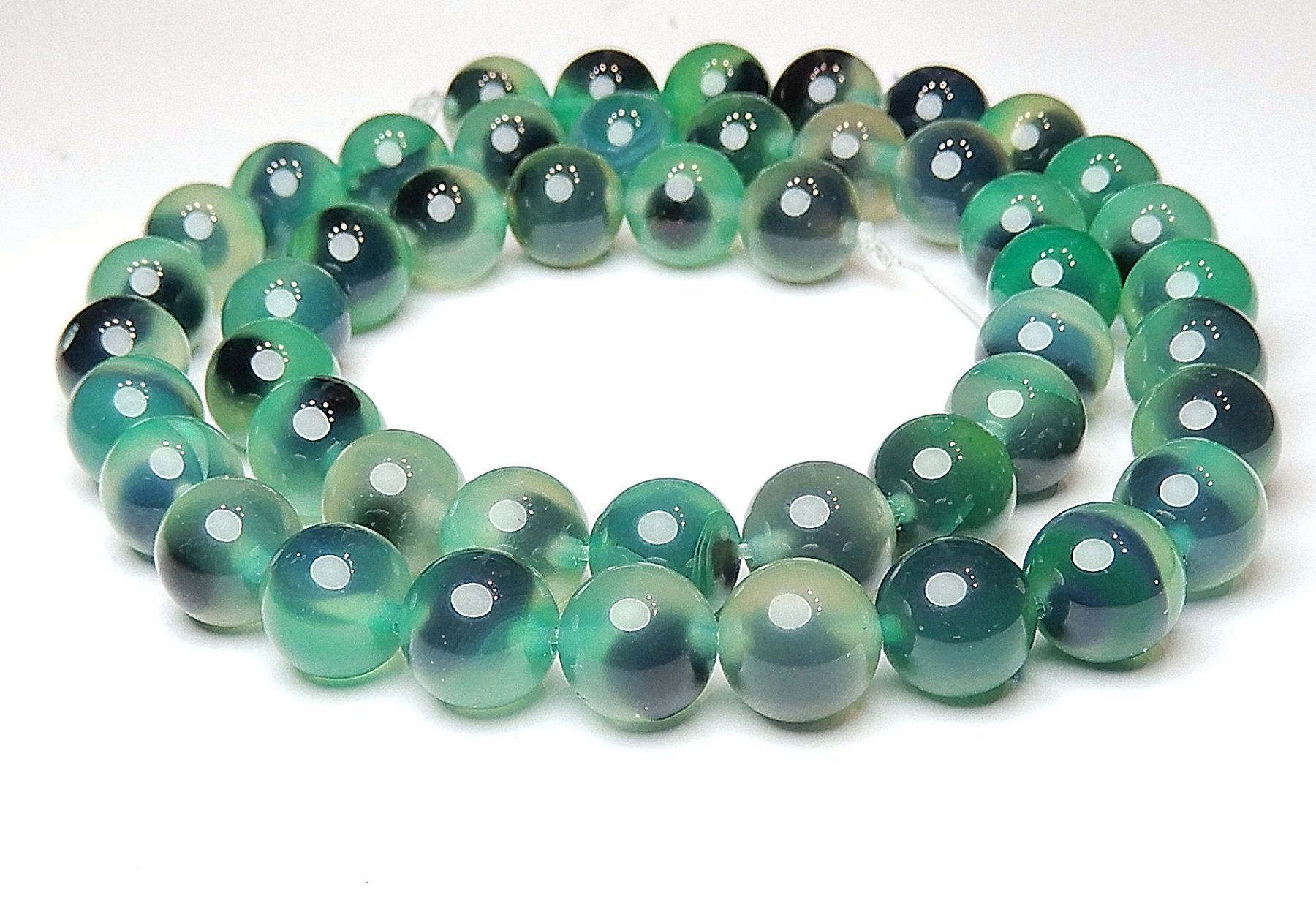 Ketten: 1 Strang echte tolle 2-farbige Achat Perlen 8 mm – Neu (gemäss Beschreibung) aus Müllheim Dorf von GUENI01
