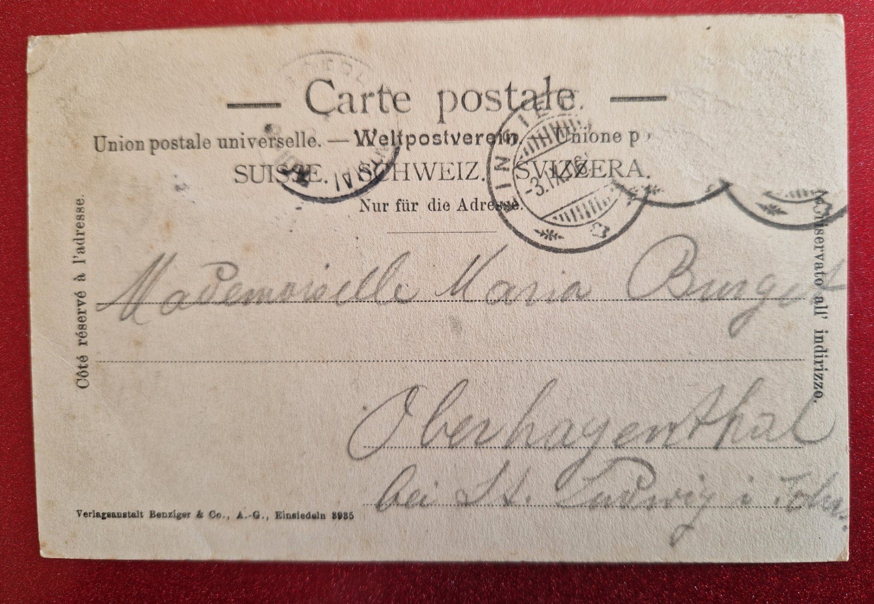 Cartoline postali: Kloster Einsiedeln 1906 – Usato da Melchnau venduto da Fishel 1