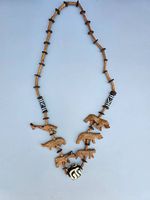 Vintage Afrika Holzkette geschnitze Safari Tiere Boho Tribal