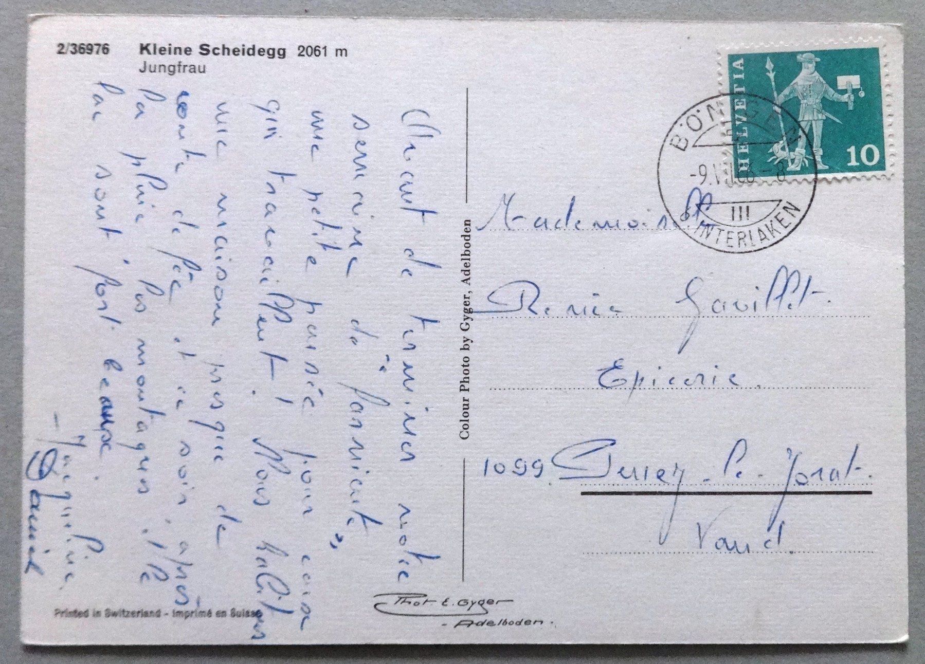 Cartoline postali: Kleine Scheidegg 2061 m, Jungfrau – Usato da Fétigny venduto da Billy2miny 1